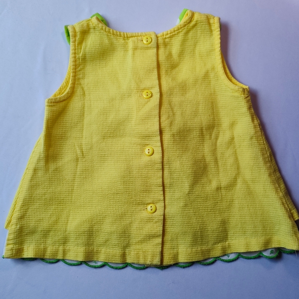 Yellow Dress with Pink Flower and Green Accents - Picture 3 of 6